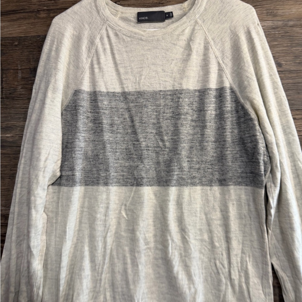 Vince Cream and Gray Long Sleeve Sweater - Picture 2 of 5